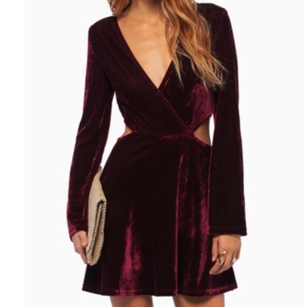 Tobi lucky chances Velour dress-burgundy